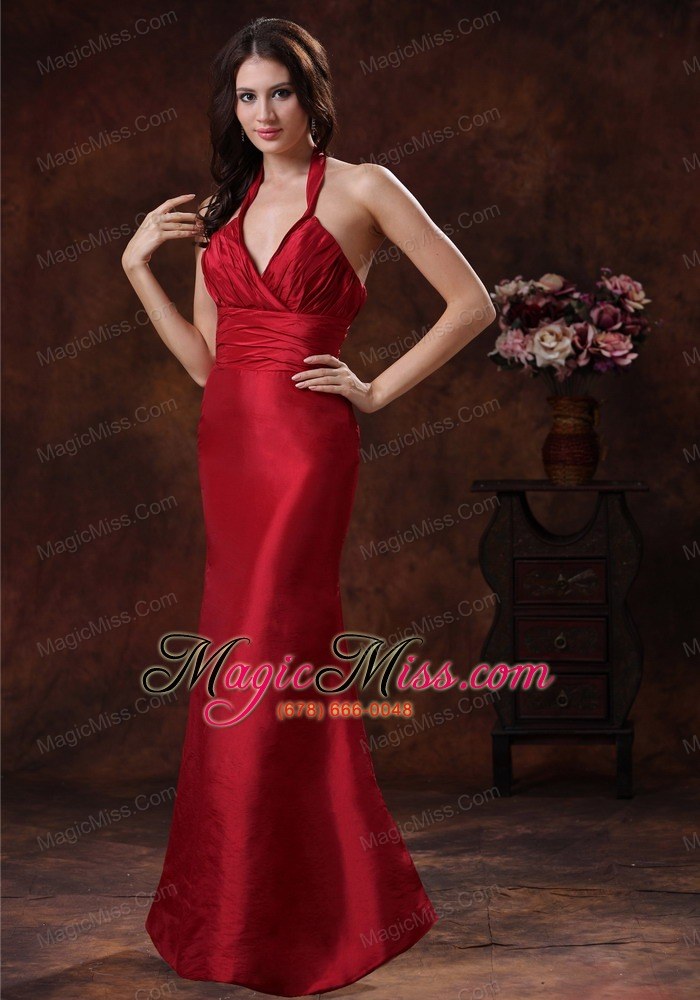 wholesale athens alabama red mermaid halter bridesmaid dress in wedding party wear