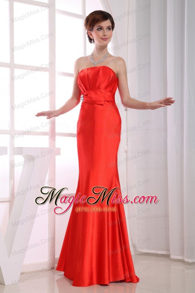 wholesale mermaid strapless floor-length taffeta beading red prom dress