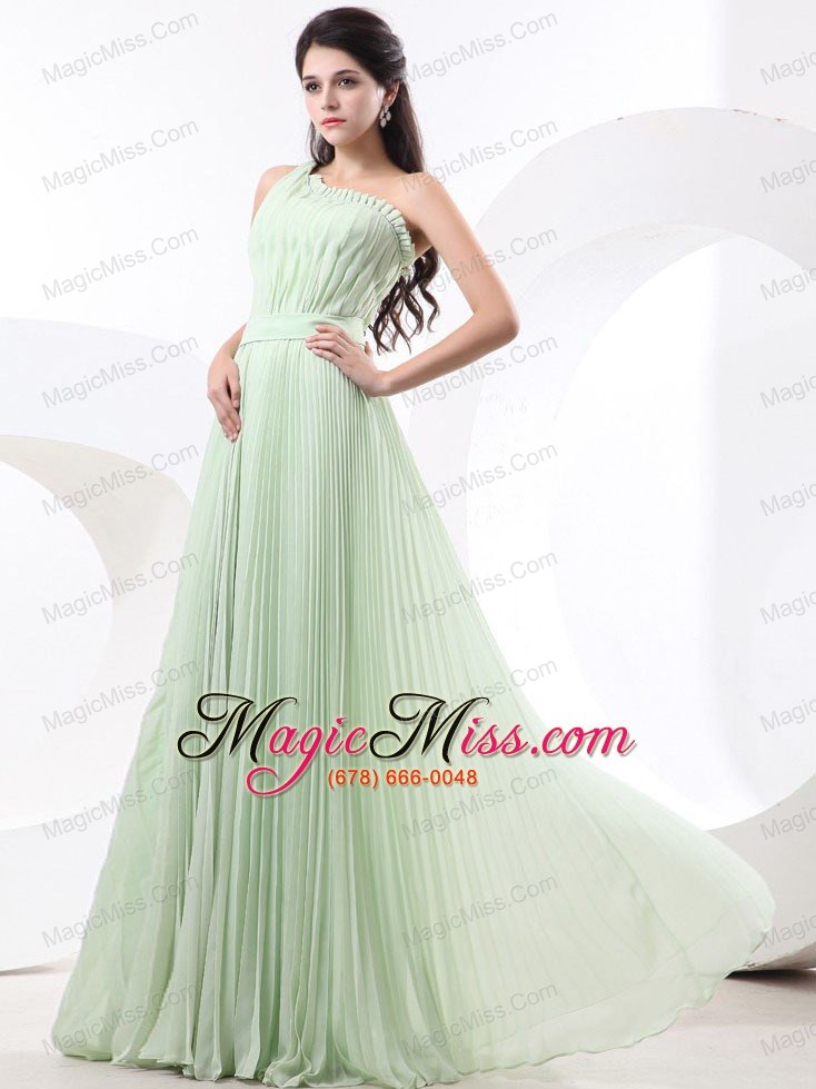 wholesale apple green empire prom dress with pleat chiffon one shoulder for 2013 custom made