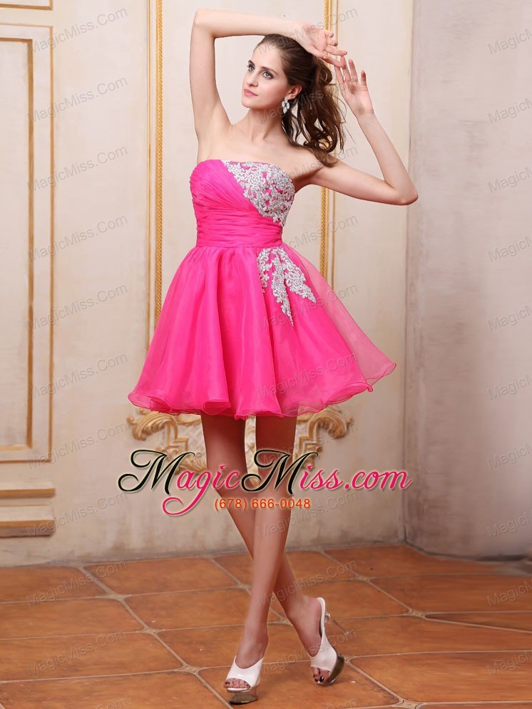 wholesale hot pink prom / cocktail dress with appliques mini-length for club
