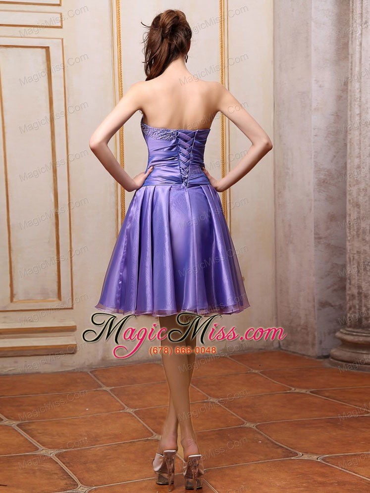 wholesale purple sweetheart beaded bowknot knee-length prom / homecoming dress for party