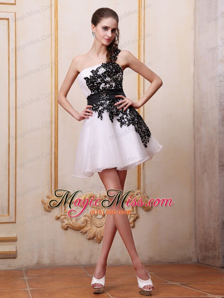 wholesale black appliques prom / cocktail dress with one shoulder mini-length for party