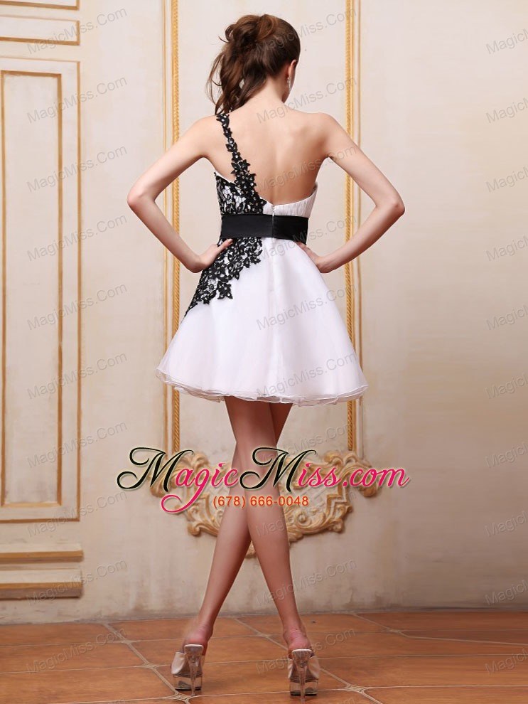 wholesale black appliques prom / cocktail dress with one shoulder mini-length for party