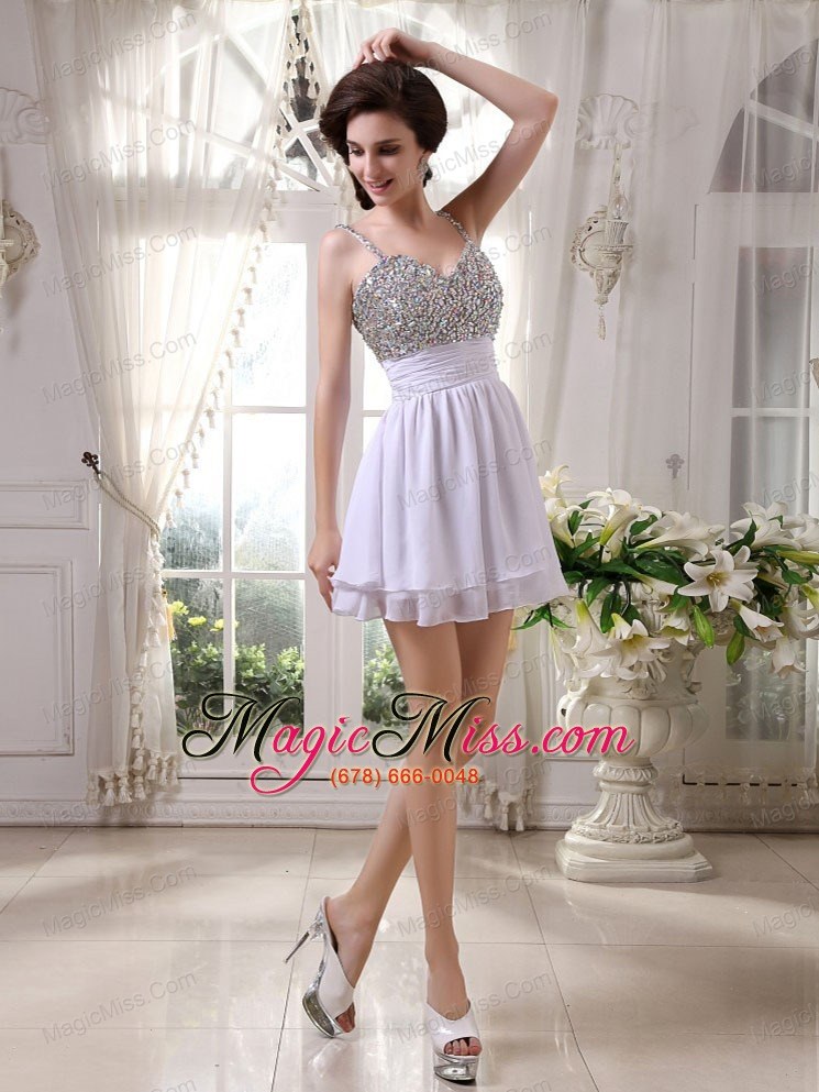 wholesale beaded prom / cocktail dress with spaghetti straps mini-length for club