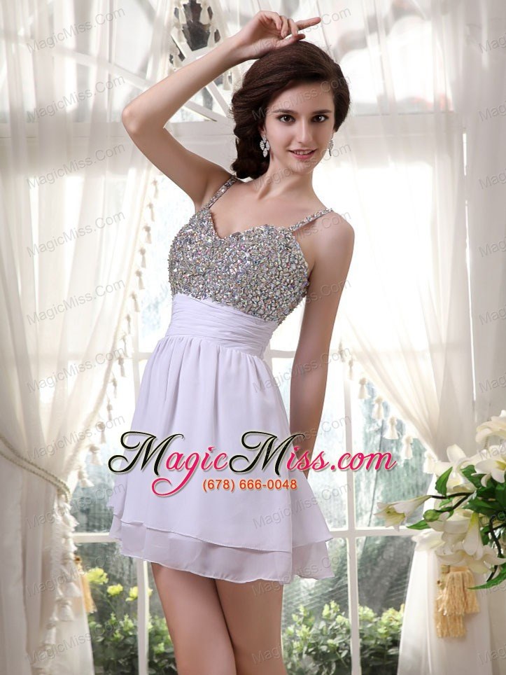 wholesale beaded prom / cocktail dress with spaghetti straps mini-length for club