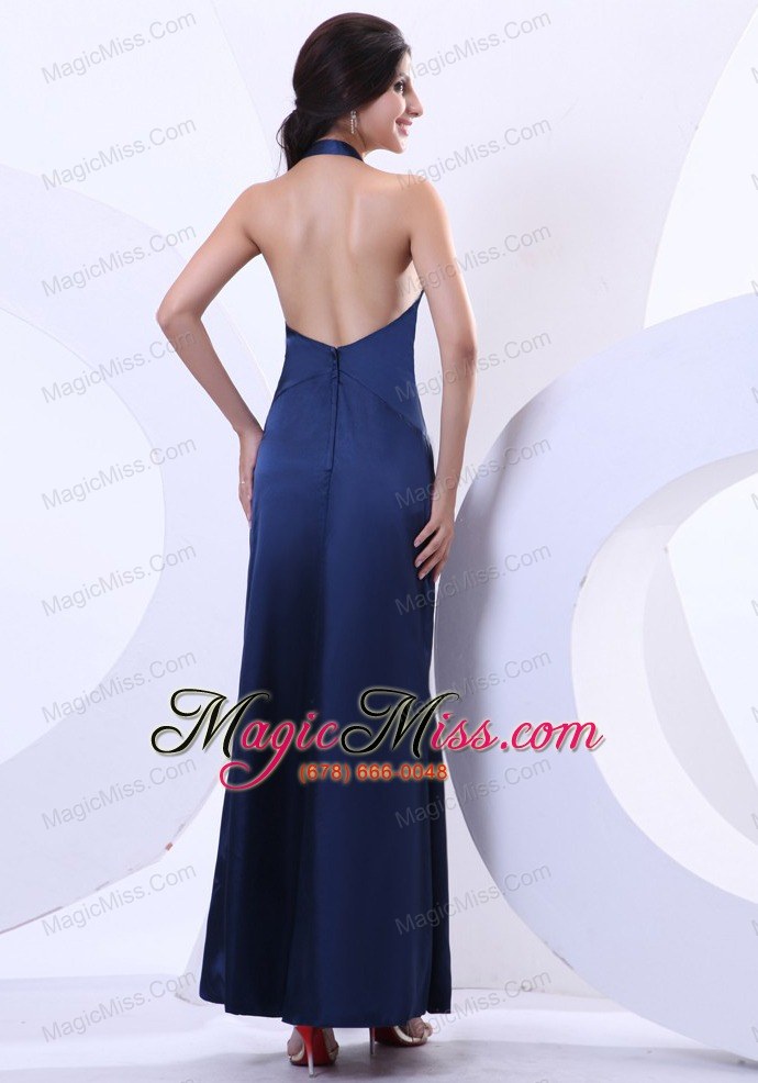 wholesale modest halter navy blue ankle-length beading 2013 prom dress