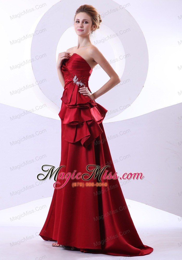wholesale beading decorate bodice wine red taffeta a-line sweetheart neckline floor-length 2013 prom dress
