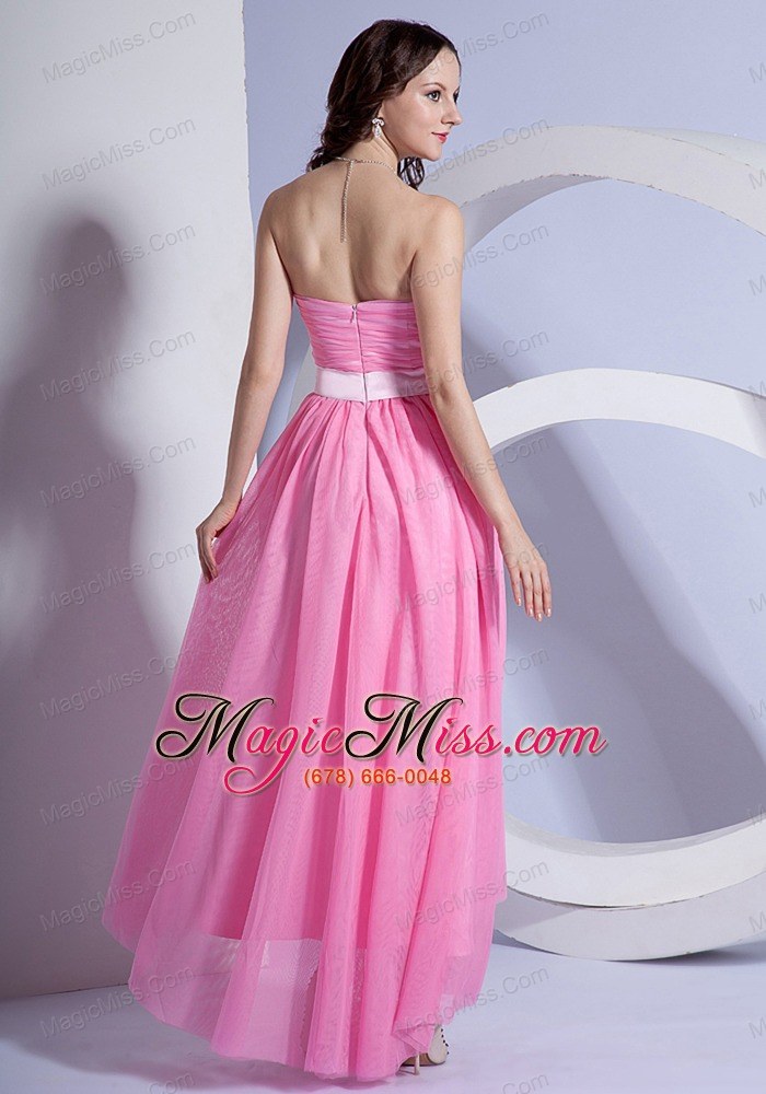 wholesale pink chiffon high-low prom dress for 2013 sweetheart neckline