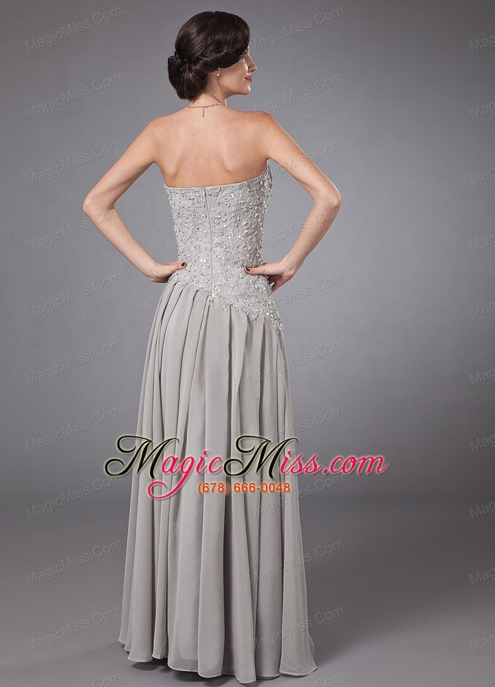 wholesale column sweetheart chiffon floor-length beading prom dress grey