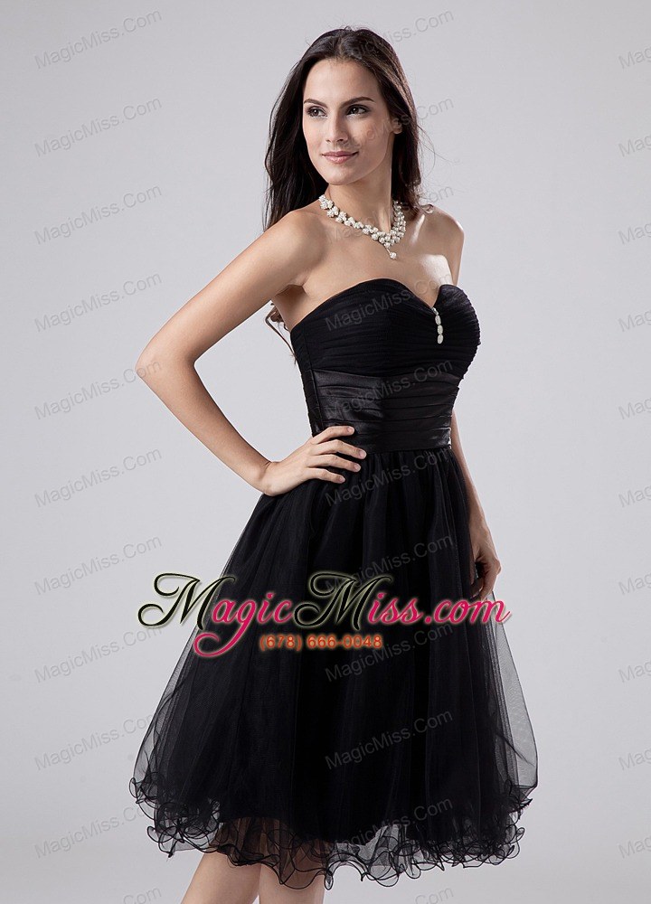 wholesale black sweetheart modest 2013 prom dress with beading and ruch organza