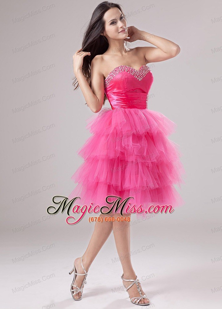 wholesale lovely pink prom dress ruffled layeres sweetheart beading and ruch in 2013