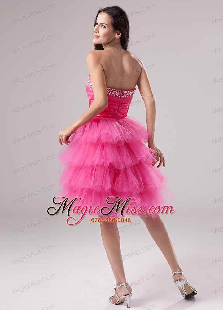 wholesale lovely pink prom dress ruffled layeres sweetheart beading and ruch in 2013