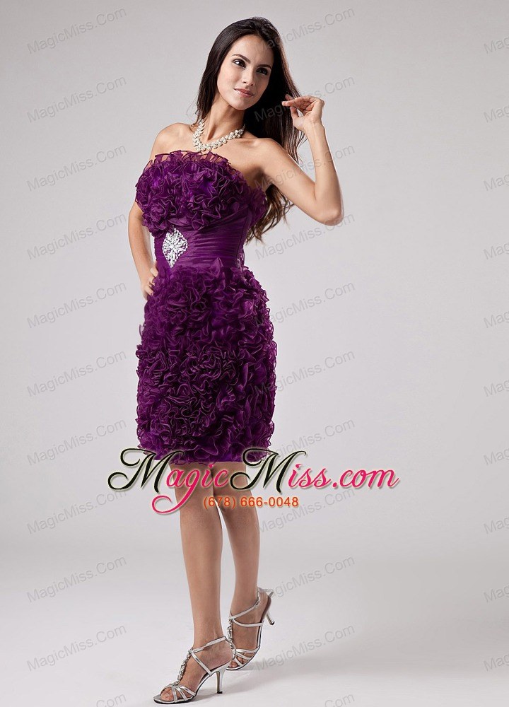 wholesale luxurious purple strapless prom dress ruffles appliques with organza