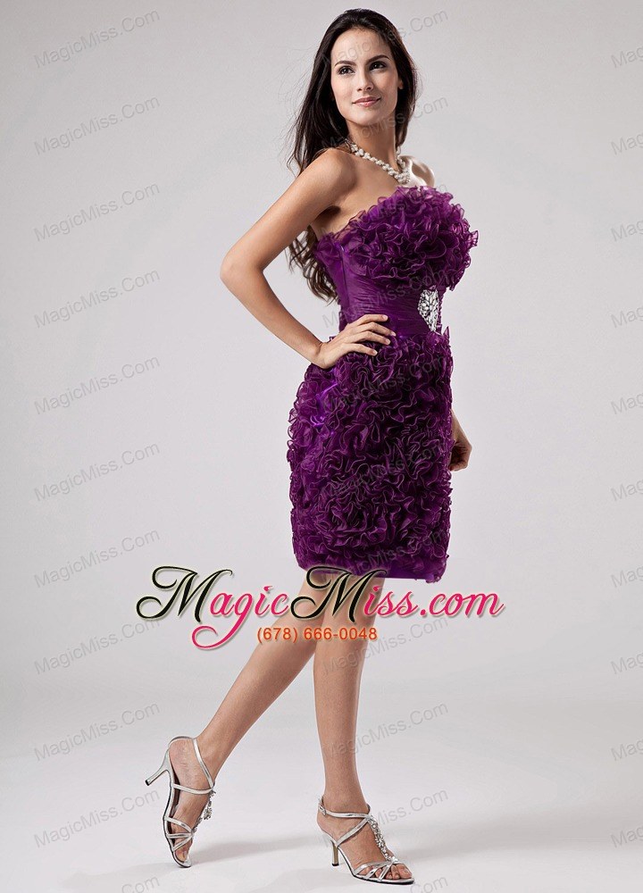 wholesale luxurious purple strapless prom dress ruffles appliques with organza