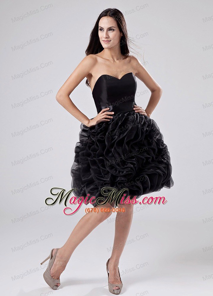 wholesale sweetheart a-line prom dress organza ruffles knee-length black