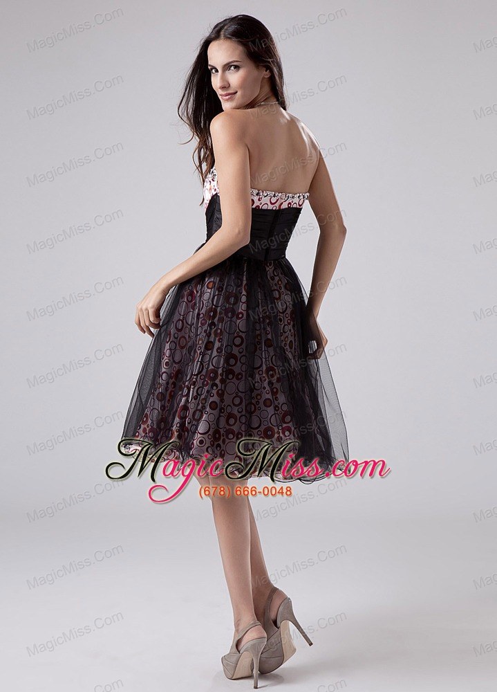 wholesale beading a-line knee-length print and tulle sweetheart prom dress