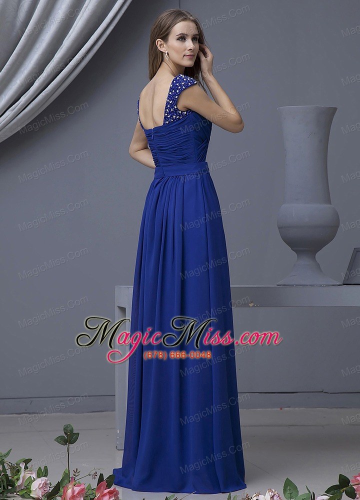 wholesale beading decorate bodice straps blue chiffon floor-length 2013 prom dress