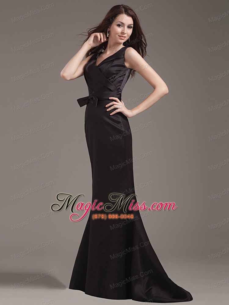 wholesale mermaid prom dress with v-neck bowknot and ruch