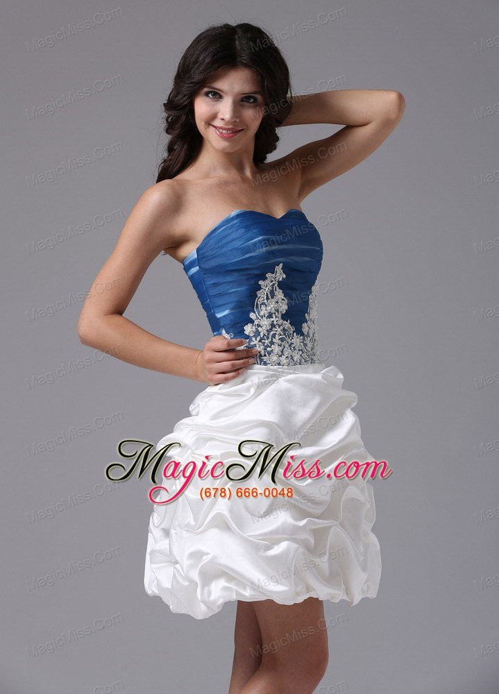 wholesale blue and white with appliques and pick-ups for prom dress in alameda california