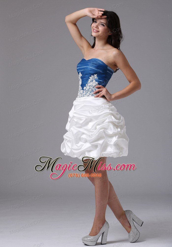 wholesale blue and white with appliques and pick-ups for prom dress in alameda california