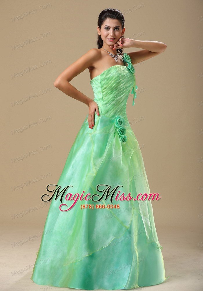 wholesale apple green hand made folwers and ruched bodice in springfield illinois for prom dress