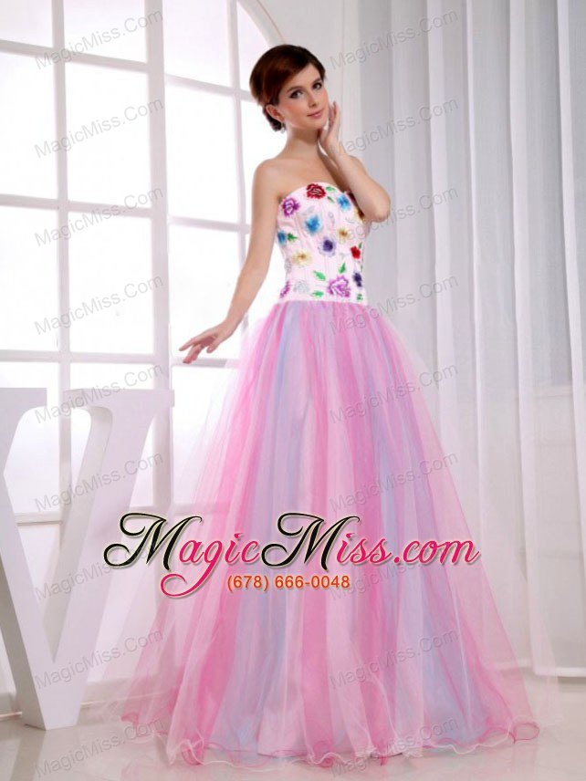 wholesale a-line sweetheart organza pink floor-length 2013 prom dress
