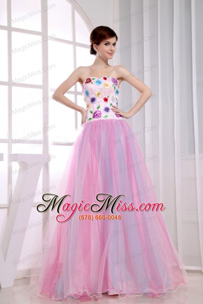 wholesale a-line sweetheart organza pink floor-length 2013 prom dress