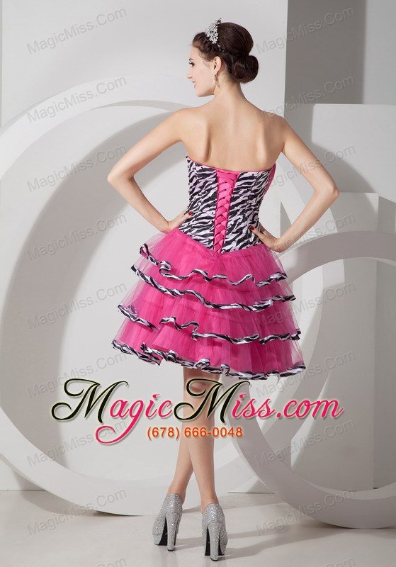 wholesale sweet zebra print strapless short prom dress mini-length