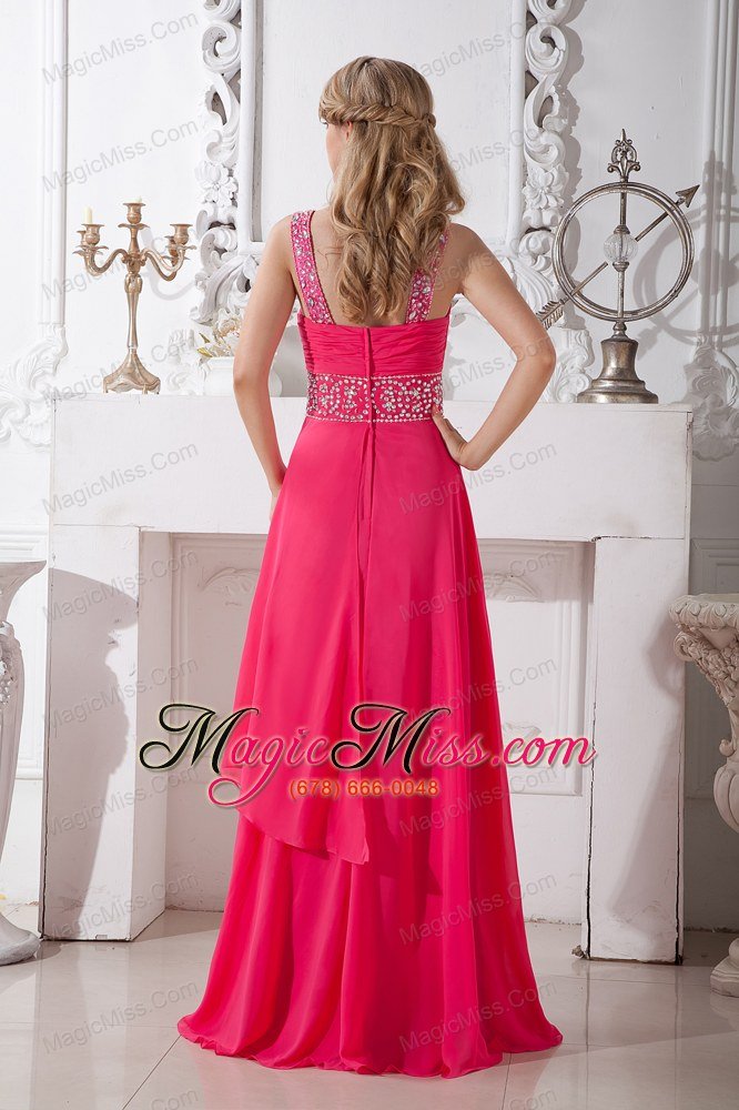 wholesale affordable sexy coral red v-neck chiffon prom dress brush train
