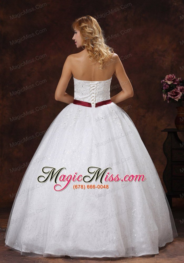 wholesale lace and beading decorate bodice strapless floor-length ball gown wedding dress for 2013