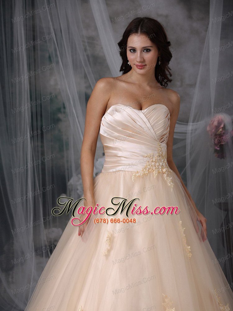wholesale beautiful a-line / princess sweetheart brush train tulle embroidery wedding dress