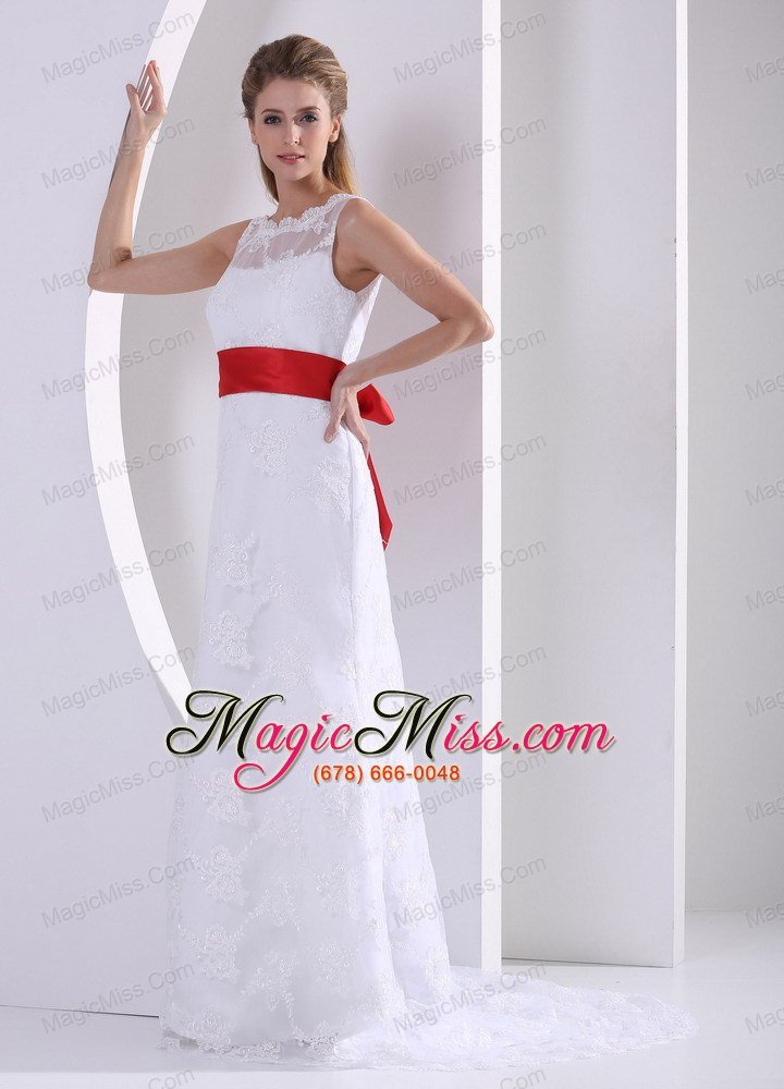 wholesale column bateau lace sash romatic wedding dress for hall