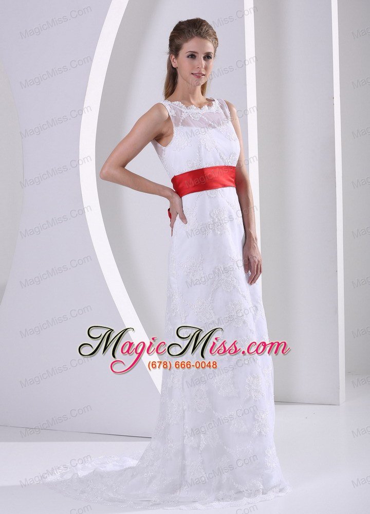 wholesale column bateau lace sash romatic wedding dress for hall