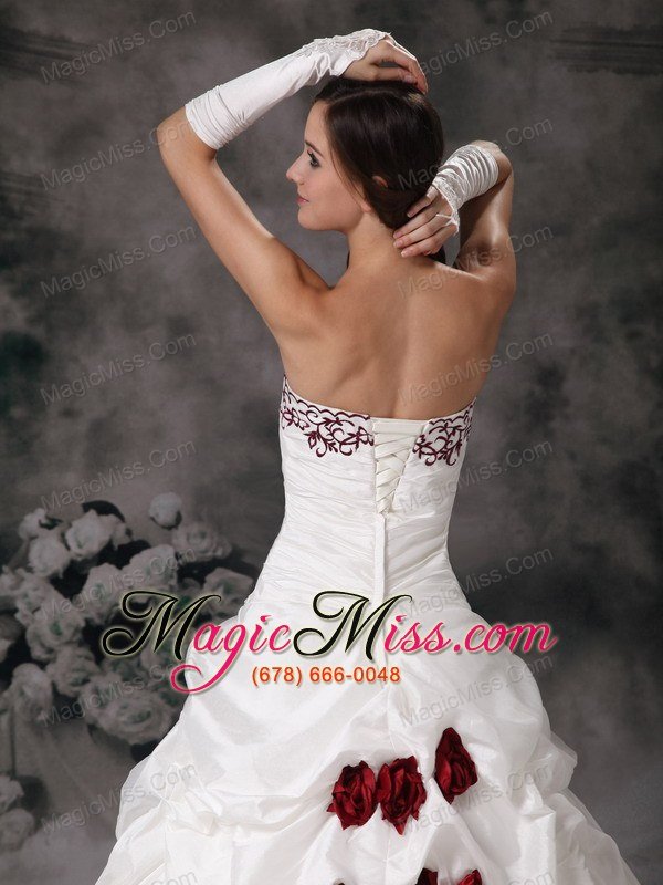 wholesale white ball gown sweetheart brush train taffeta embroidery quinceanera dress