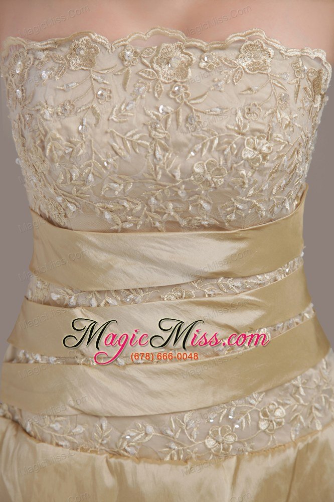 wholesale elegant champagne a-line / princess strapless court train taffeta wedding dress
