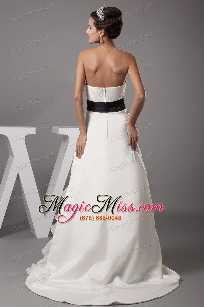 wholesale strapless a-line ruffles pick-ups sash wedding dress