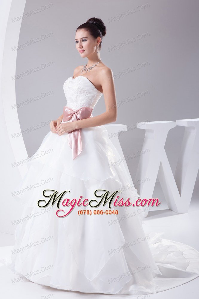 wholesale appliques and sash a-line court train sweetheart 2013 wedding dress