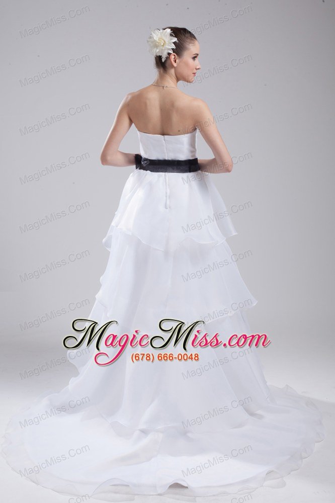 wholesale a-line sash strapless court train cheap wedding dress