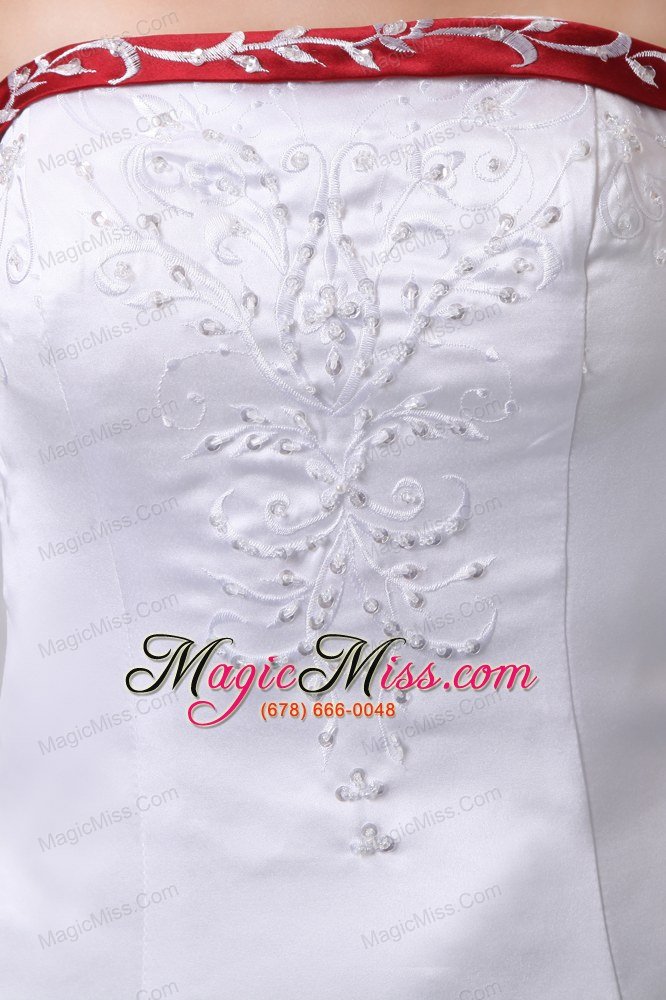wholesale luxurious a-line strapless chapel train satin embroidery with beading wedding dress