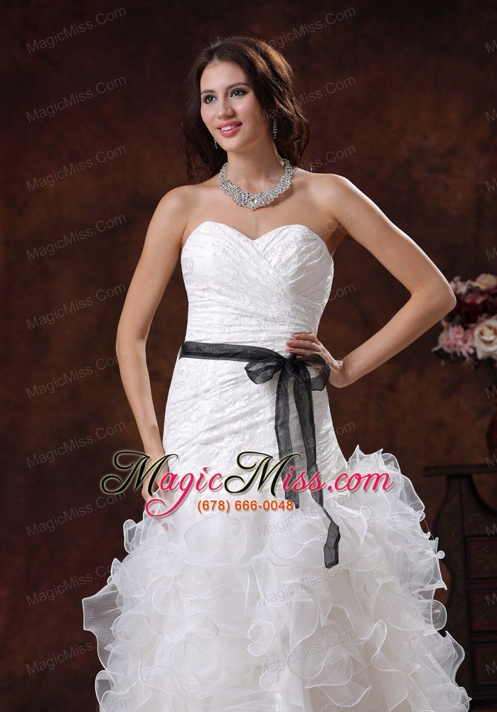 wholesale black sash sweetheart wedding dress with ruffled layers in alexander city alabama