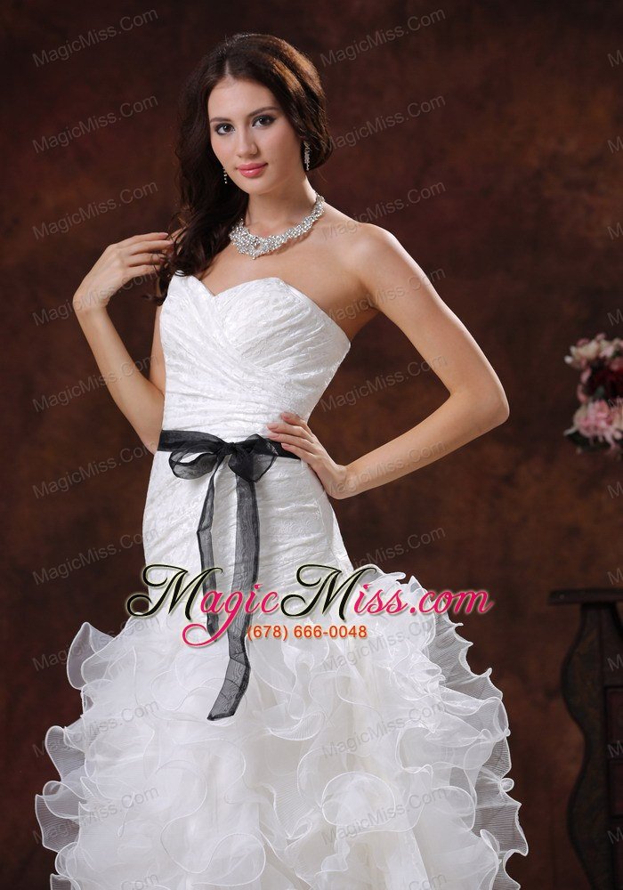 wholesale black sash sweetheart wedding dress with ruffled layers in alexander city alabama