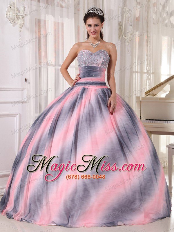 wholesale ombre color ball gown sweetheart floor-length chiffon beading and ruch quinceanera dress