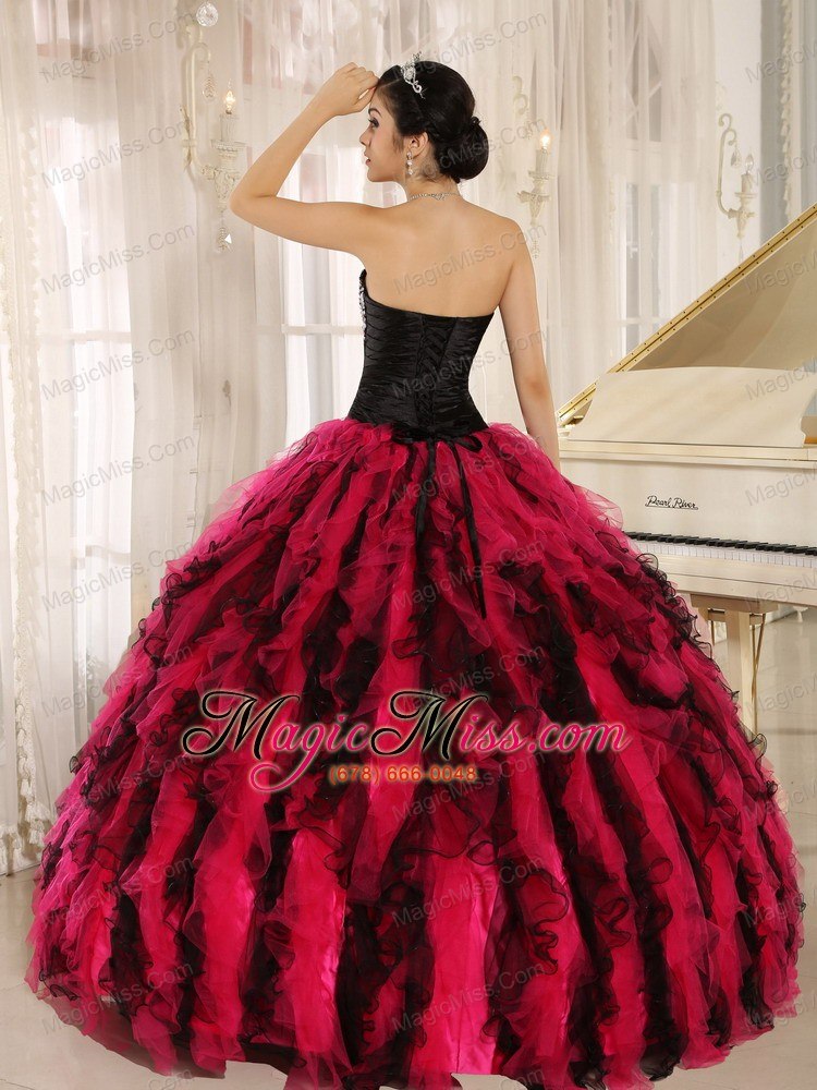 wholesale beaded and ruffled sweetheart for black and hot pink quinceanera dress in kihei city hawaii