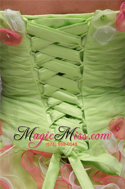 wholesale lovely ball gown strapless floor-length taffeta and organza hand flowers multi-color quinceanera dress