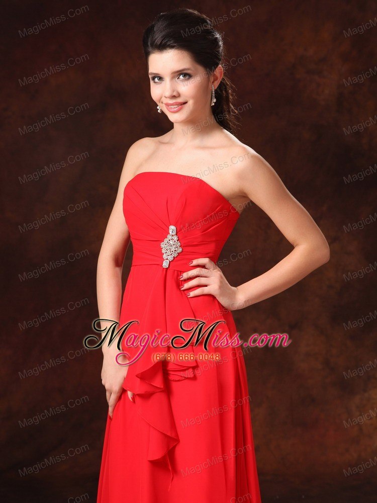 wholesale strapless red empire chiffon 2013 prom gowns whit beading floor-length for customize