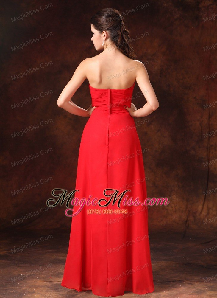 wholesale strapless red empire chiffon 2013 prom gowns whit beading floor-length for customize