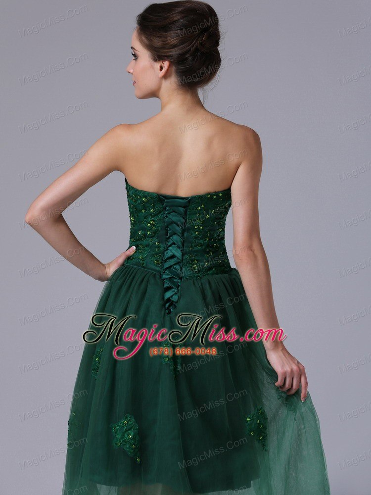 wholesale dark green sweetheart a-line tulle 2013 prom dress with beading
