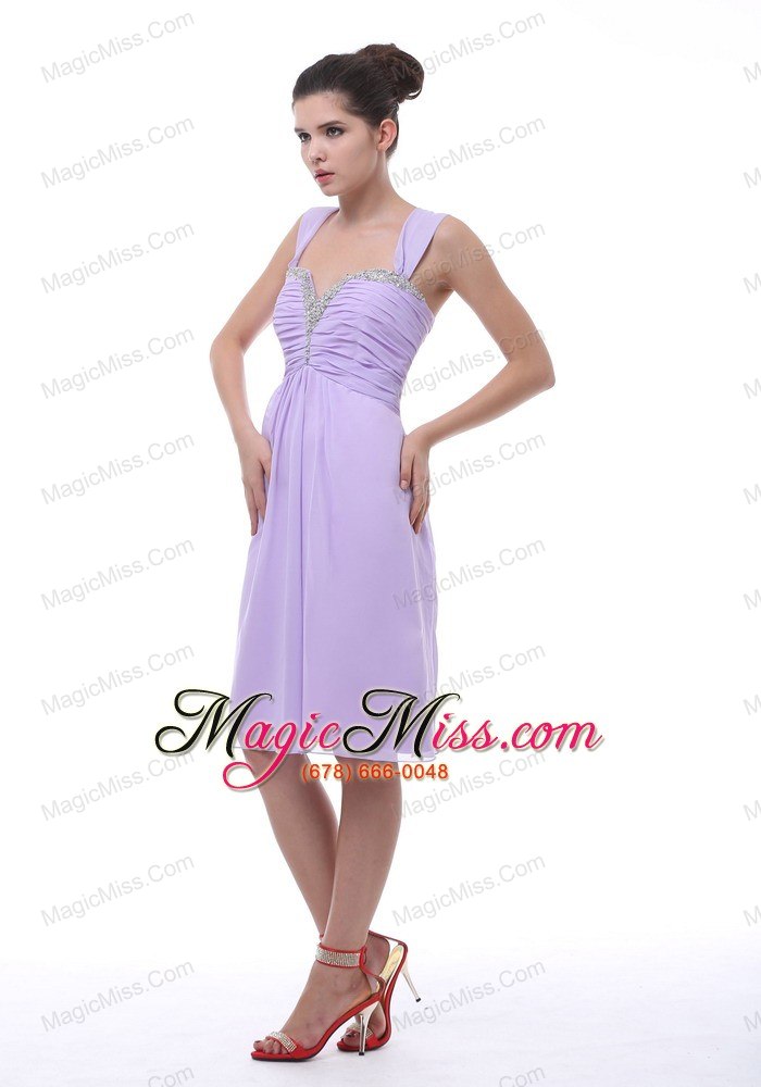 wholesale alpine avondale lavender straps prom dress with beaded and ruch decorate knee-length