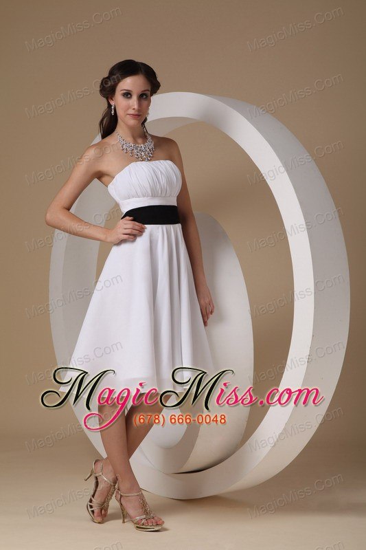 wholesale white a-line strapless knee-length chiffon sashes prom / homecoming dress