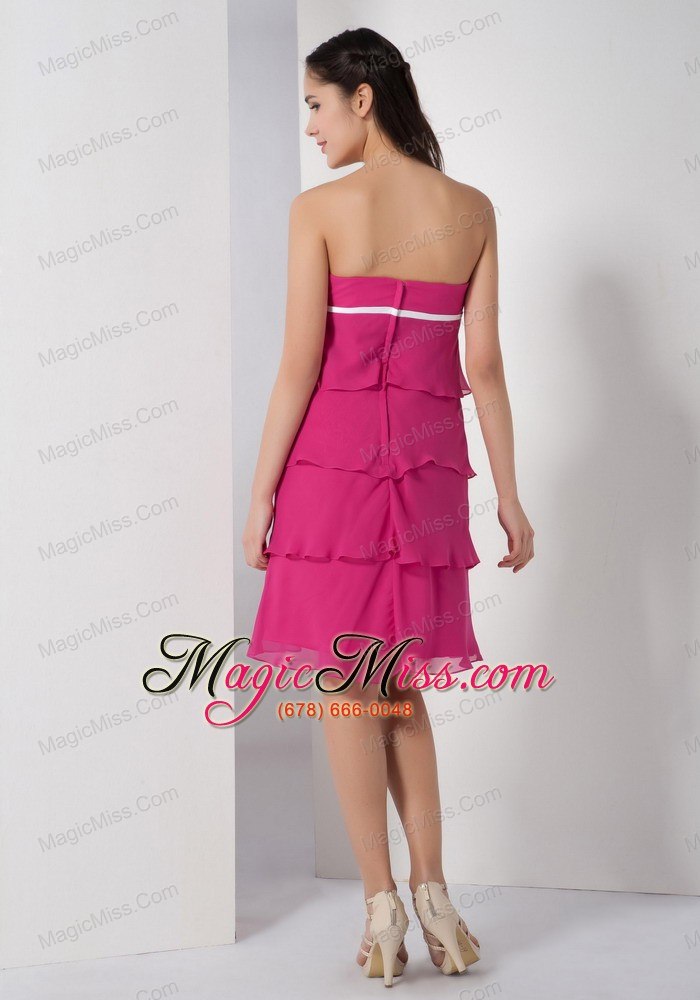 wholesale hot pink empire sweetheart knee-length chiffon hand made flower prom dress
